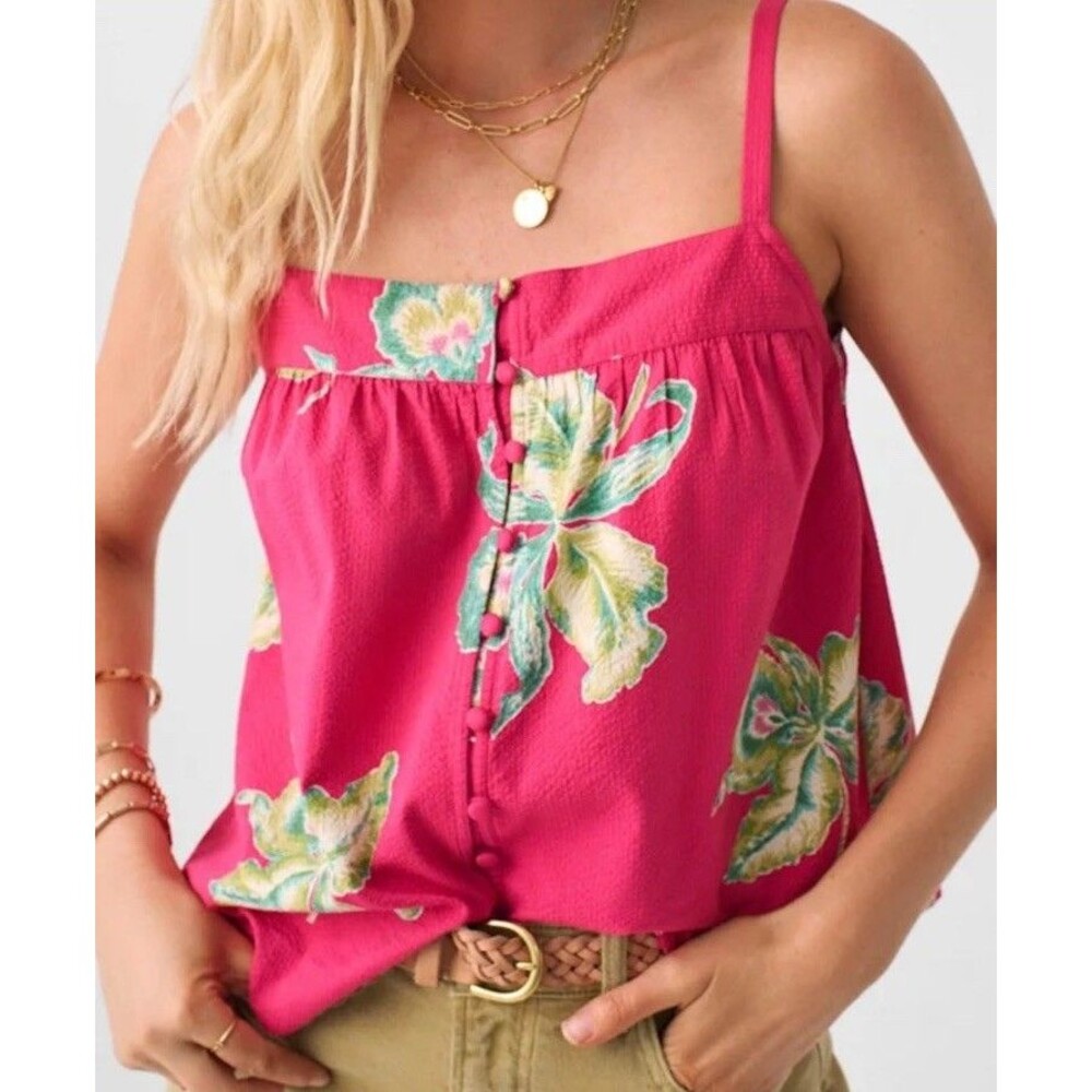 Faherty Women’s XS Marina Seersucker Tank Top Orchid Blossom Pink